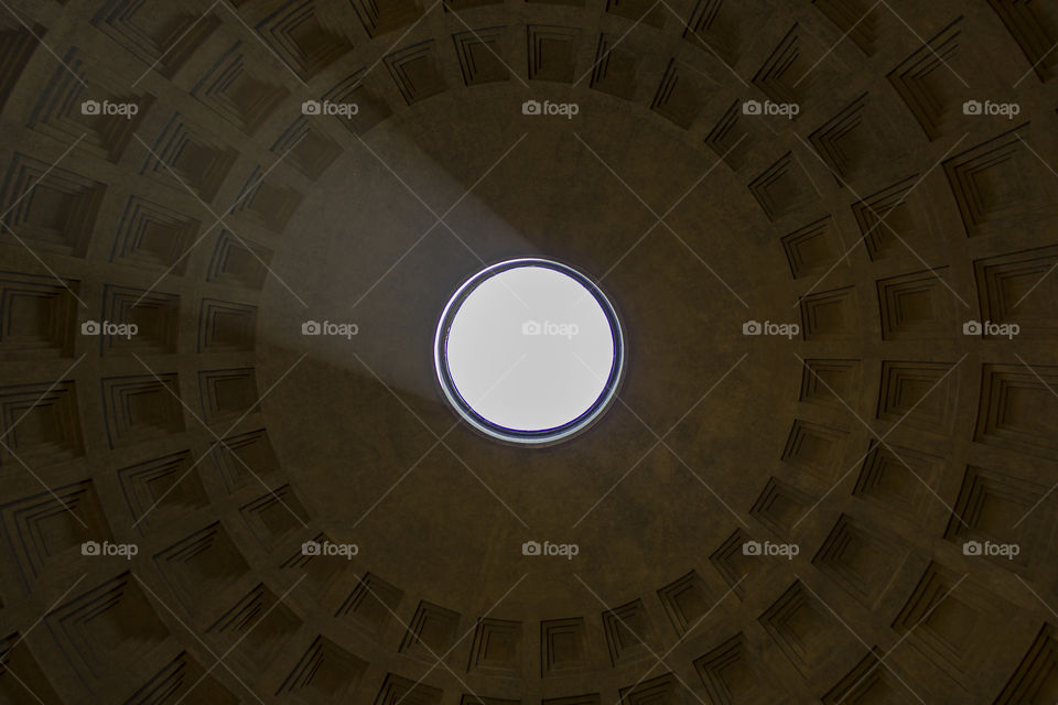 A circular opening in the roof of the pantheon in Rome provides the room with some very scenic lighting.