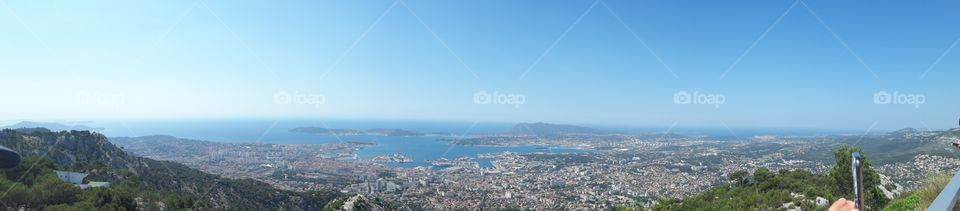 Vue du Mont Faron sur Toulon, La seyne , Saint mandrier sur mer en panorama