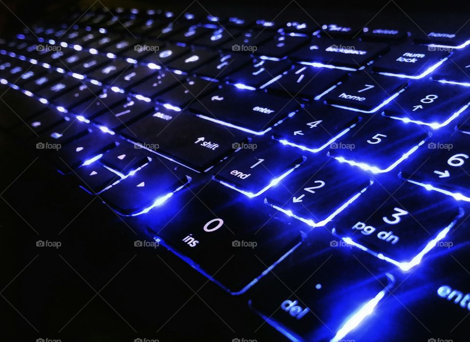 ht keyboard keys computer technology future numbers letters shift enter pause backspace futuristic black glow type