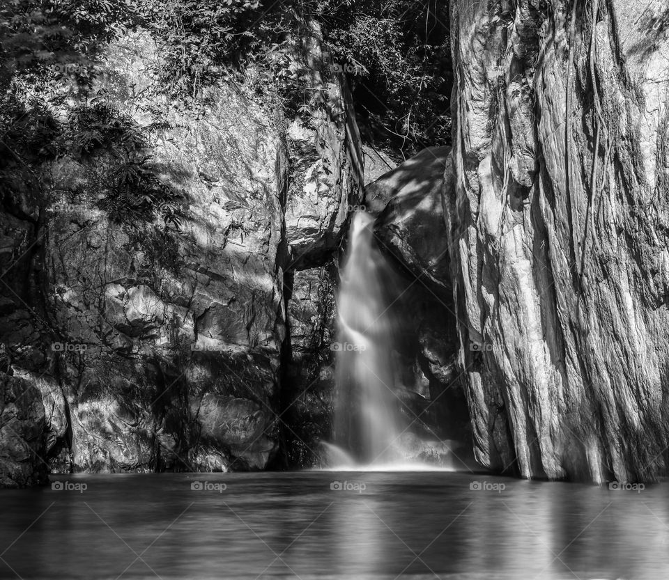 A Mini Water Falls “ Panindigan Falls of Dinadiawan, Dipaculao Aurora, Philippines in Black and White. 