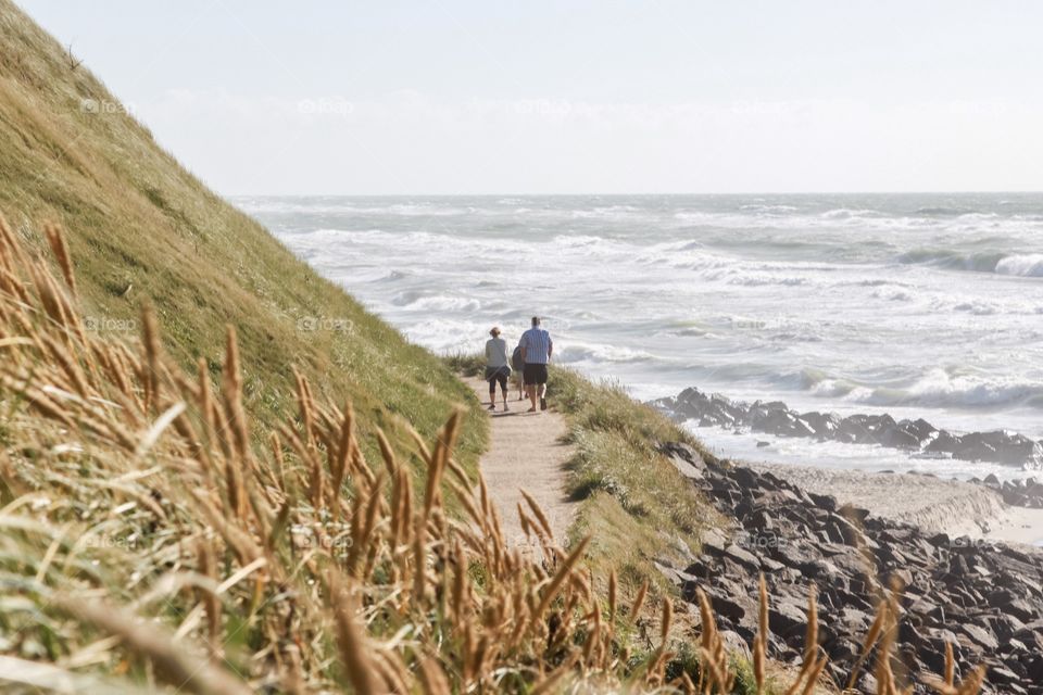 Walking along the coastline