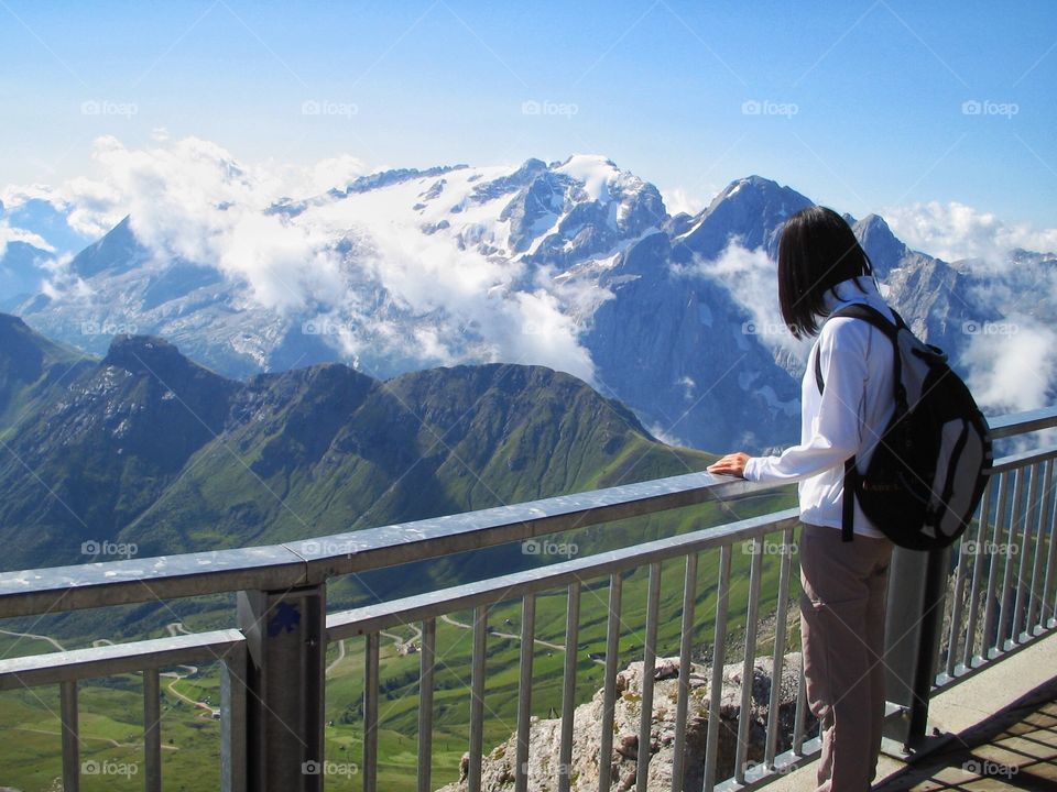 Looking down in high mountain. Looking down from a highest mountain of the Dolomites,Italy