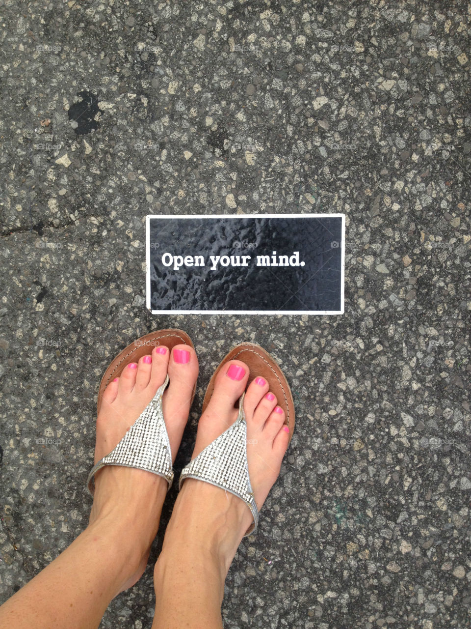 Open Your Mind Sticker on the Ground