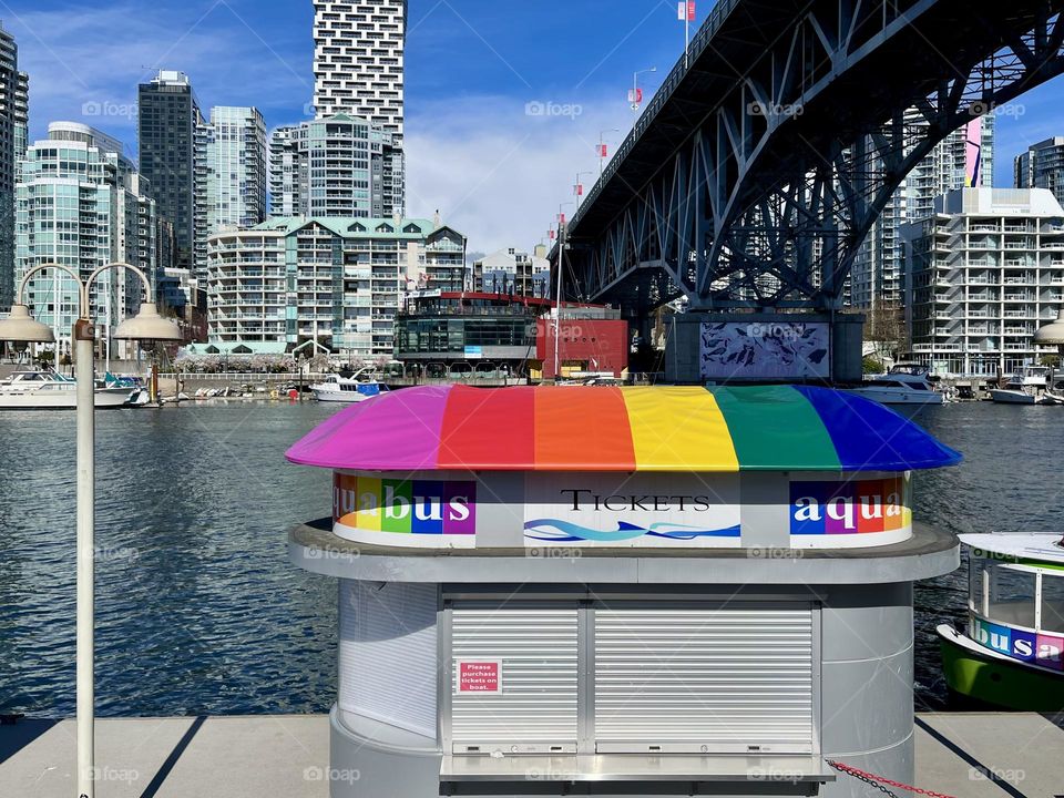 Pride colors bus stop 