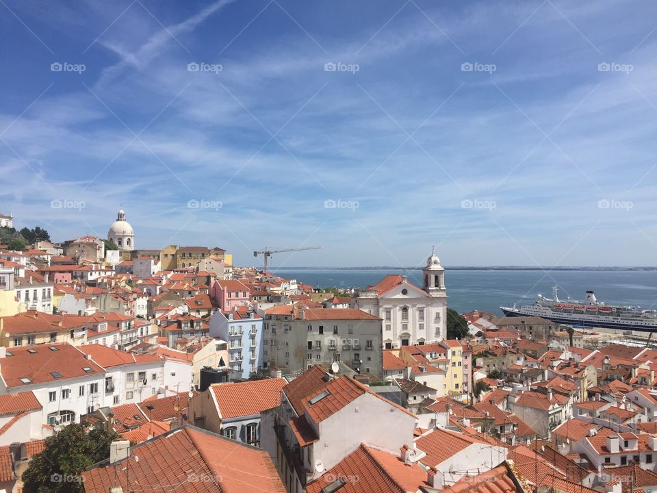 Panorama of lisboa from alfama view point
