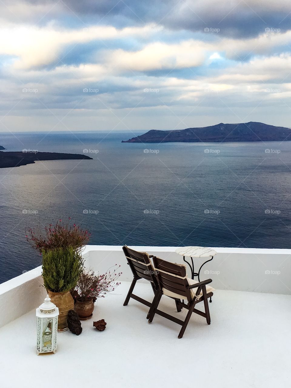Lounge chair facing the sea