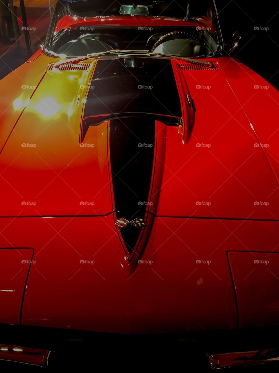 Corvette stingray sitting in the dark