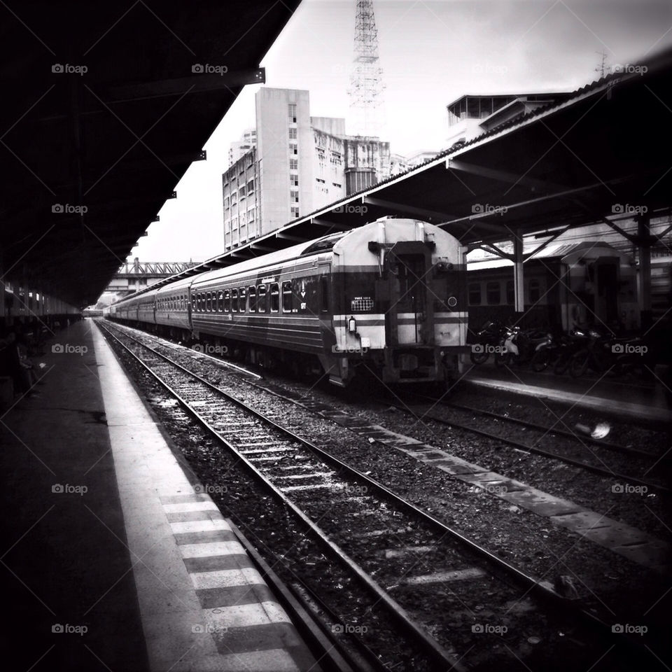 train bangkok blackandwhite station by ptheerak