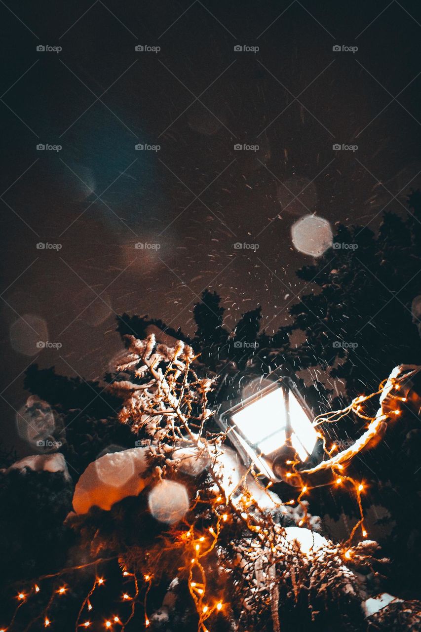 lonely lantern in the city park