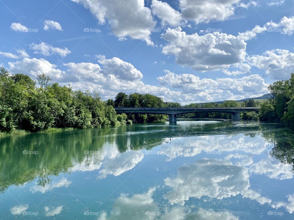 water landscape bridge and clouds