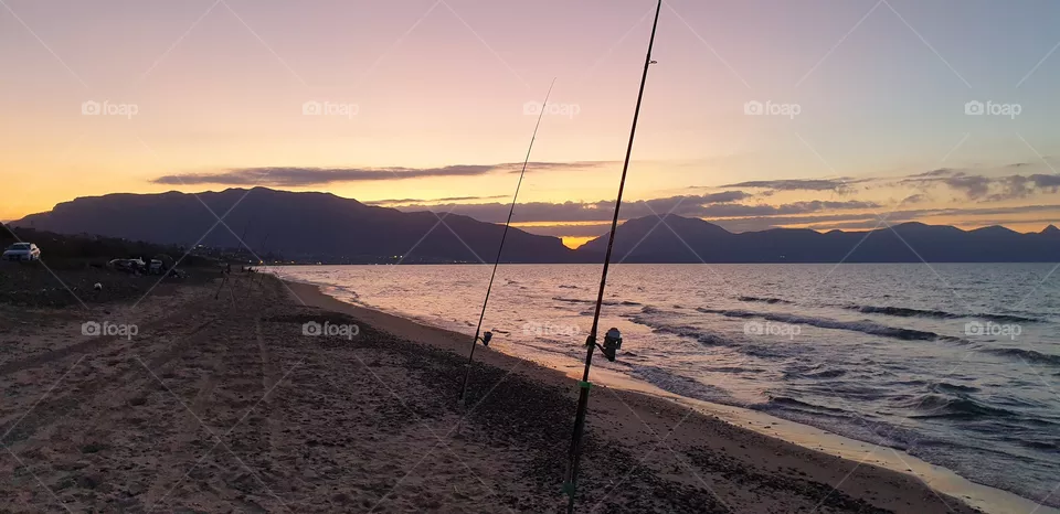Surfcasting tramonto