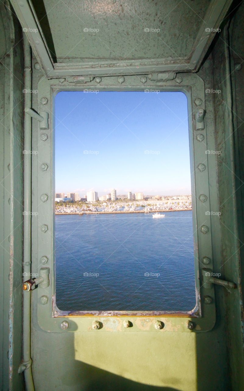 Queen Mary . View from the bridge on the Queen Mary 