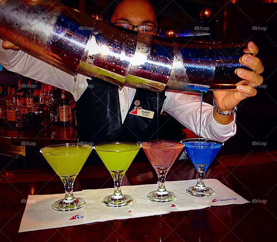 Rainbow of martinis 