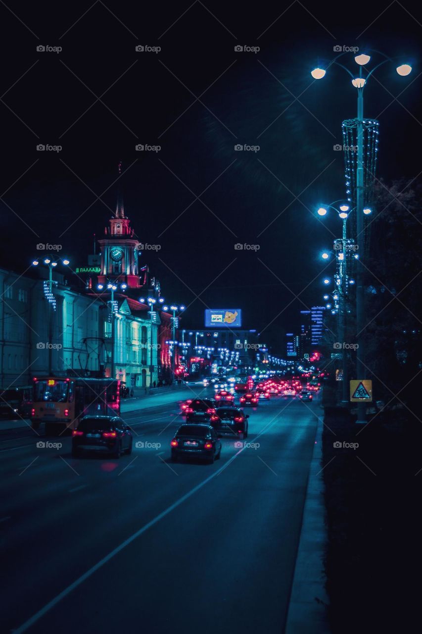 Night neon city