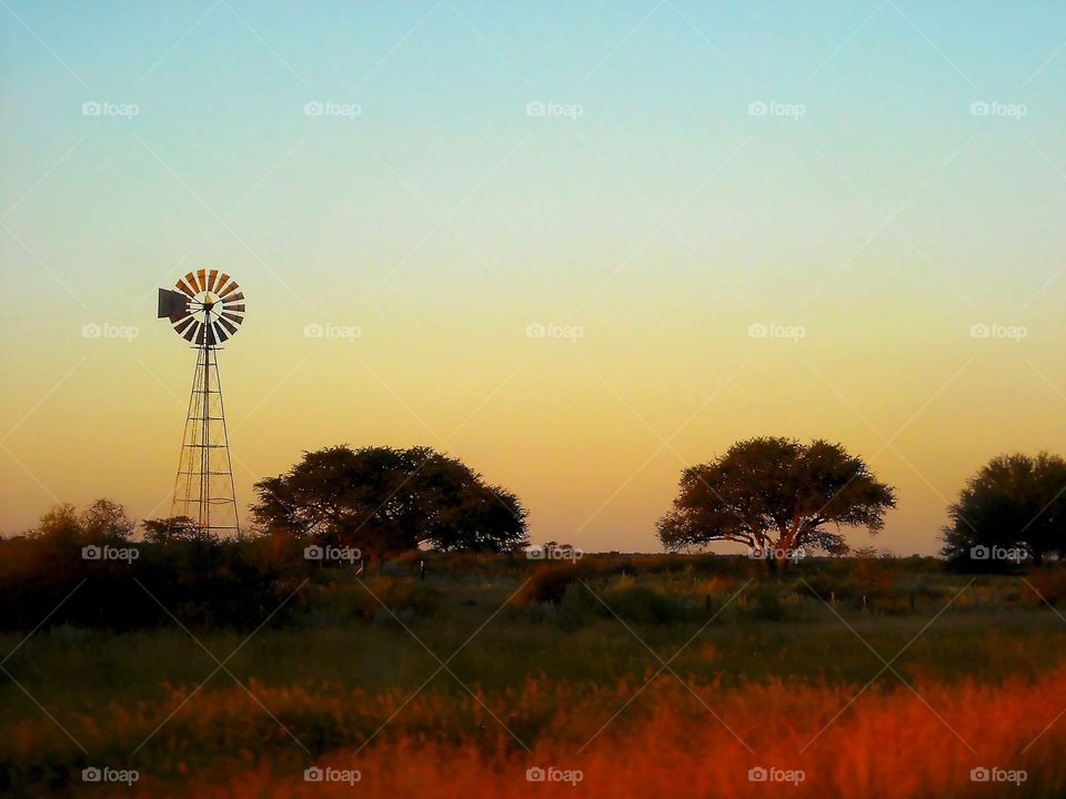 Windmill. Landscape with windmill 