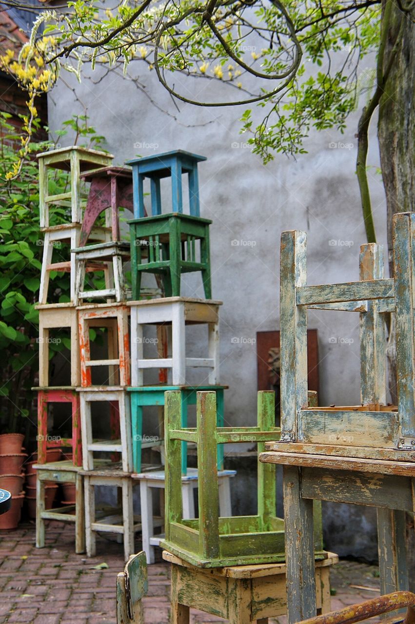 A pile of stools