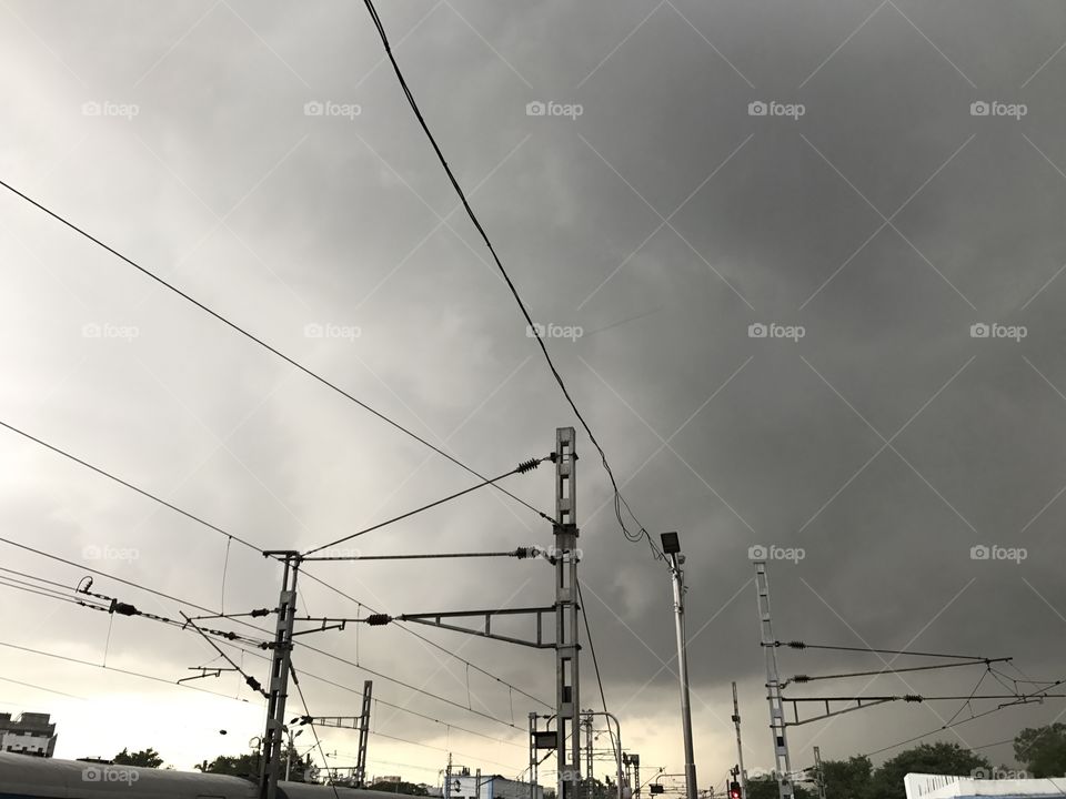 Electric wires at railway stations 