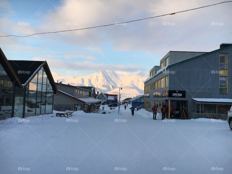 Downtown longyearbyen in Svalbard 