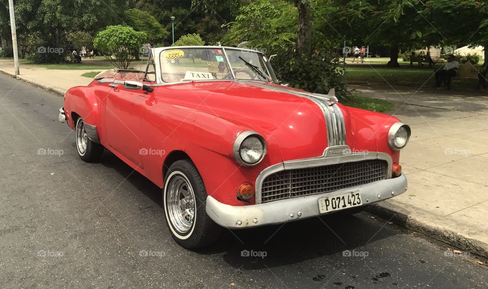 Red car in Havana, Cuba