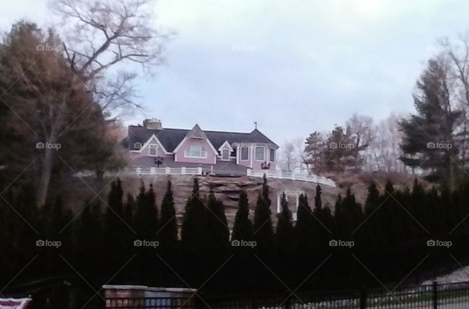 Pink house outside found outside Boston,Ma