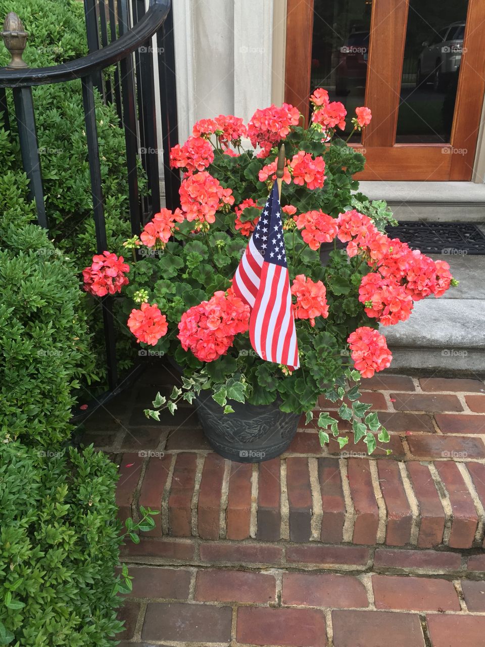 Flags and flowers