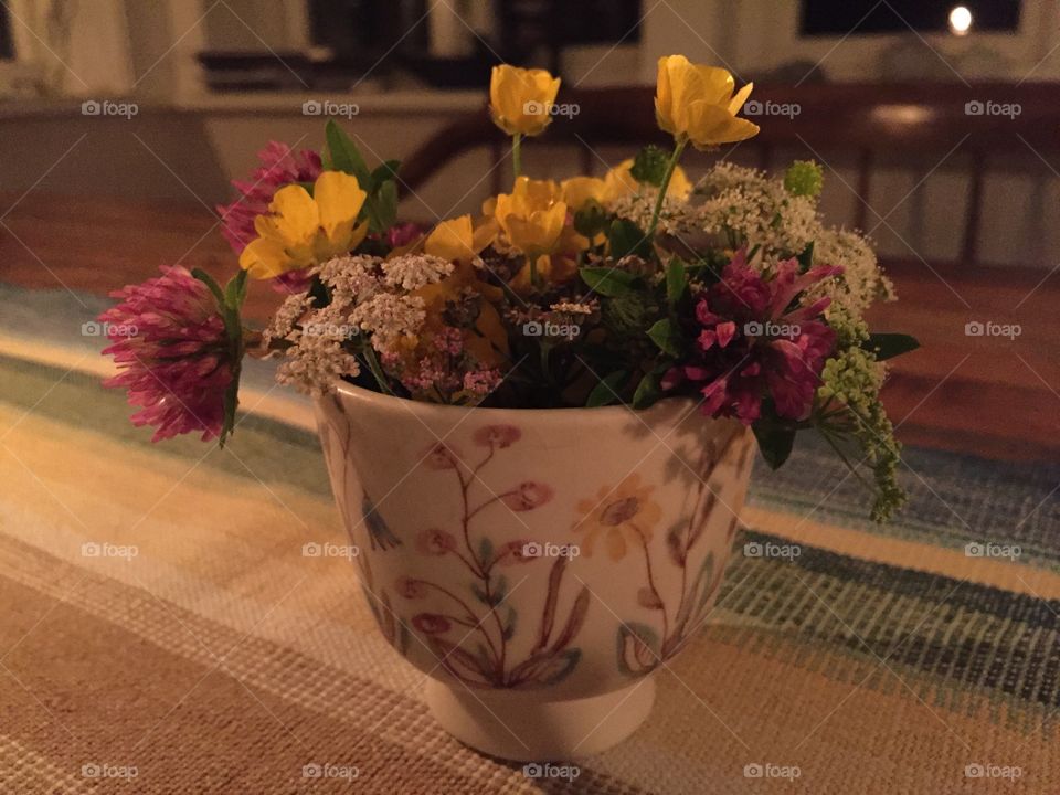 Mini summer flowers in a vase