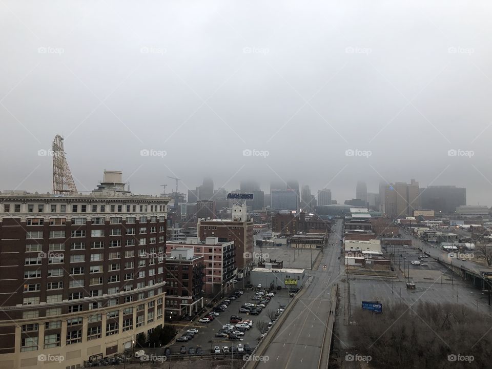 Kansas City in a fog