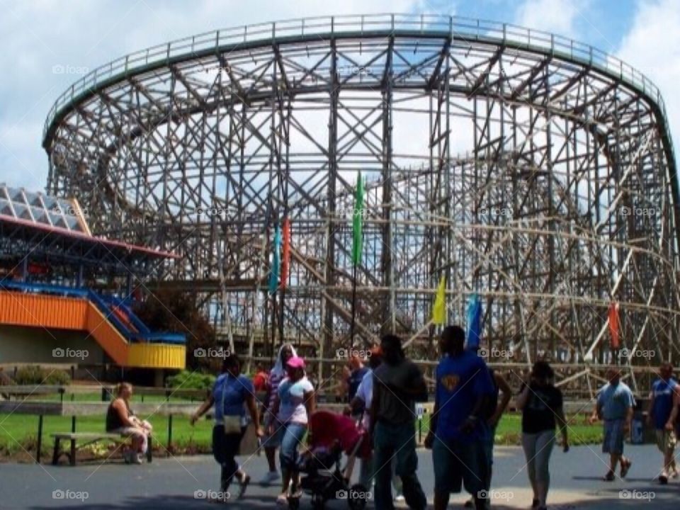 Wooden roller coaster at Cedar Point
