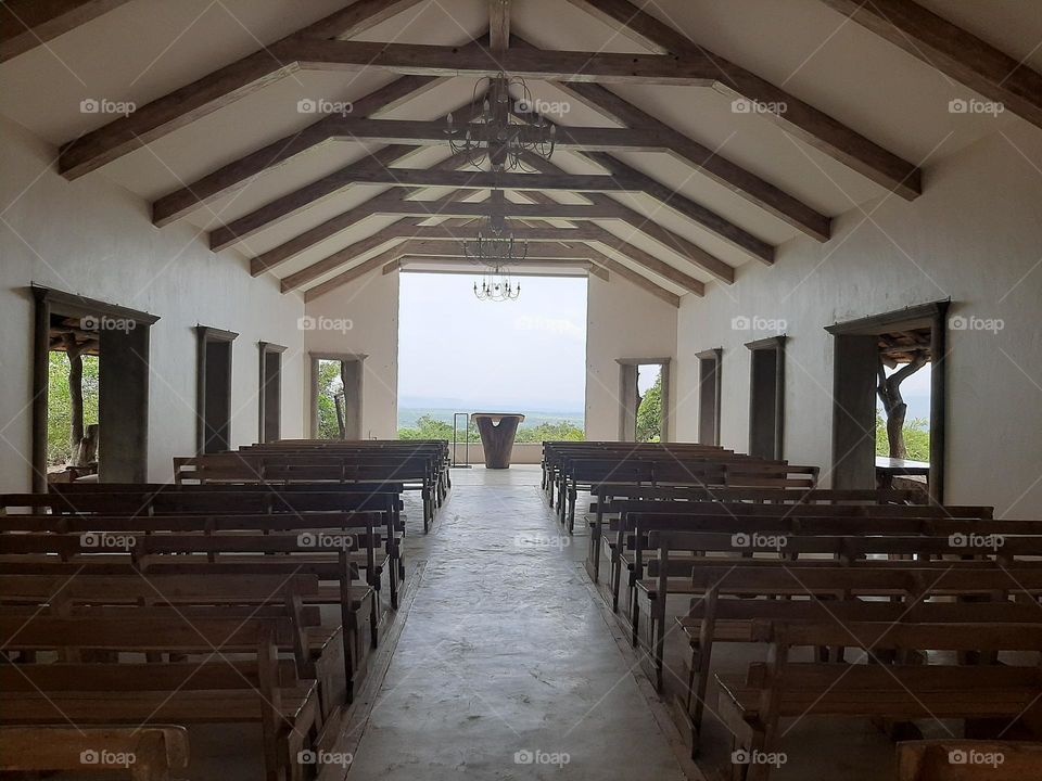 Rustic wedding chapel with a view