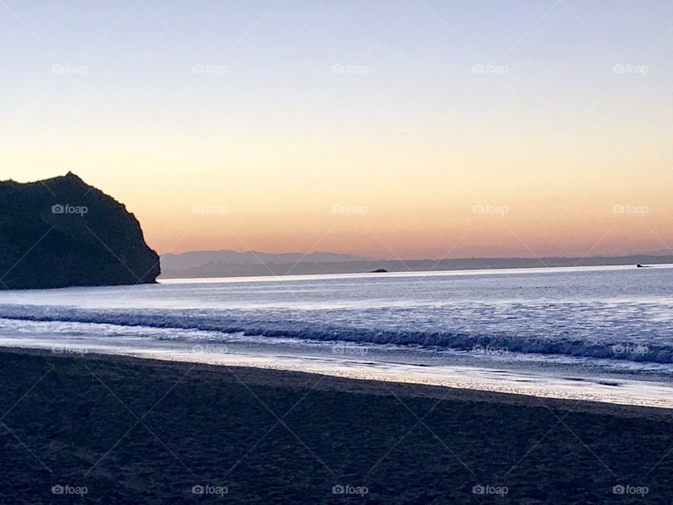The beach at sunset