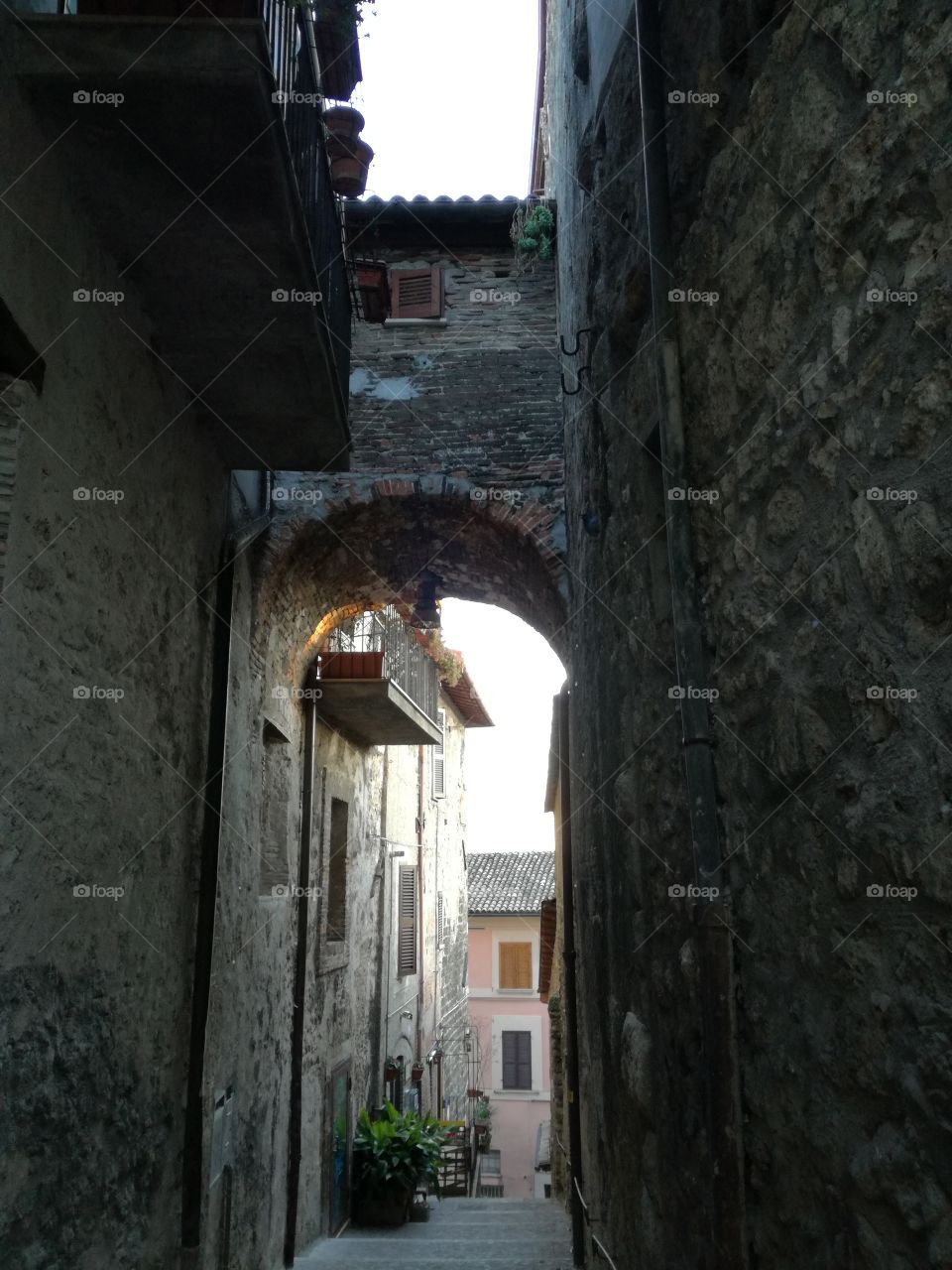 The old part of  Rieti town. An alley