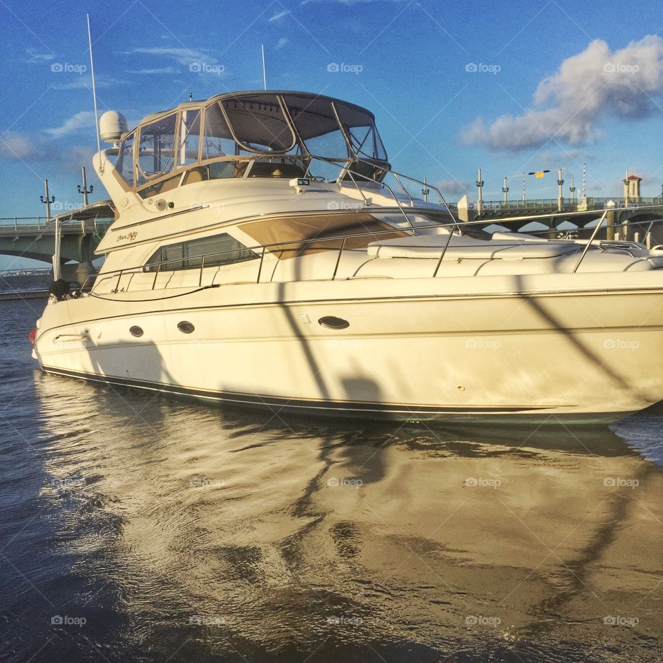 In the harbor . A boat in the harbor 