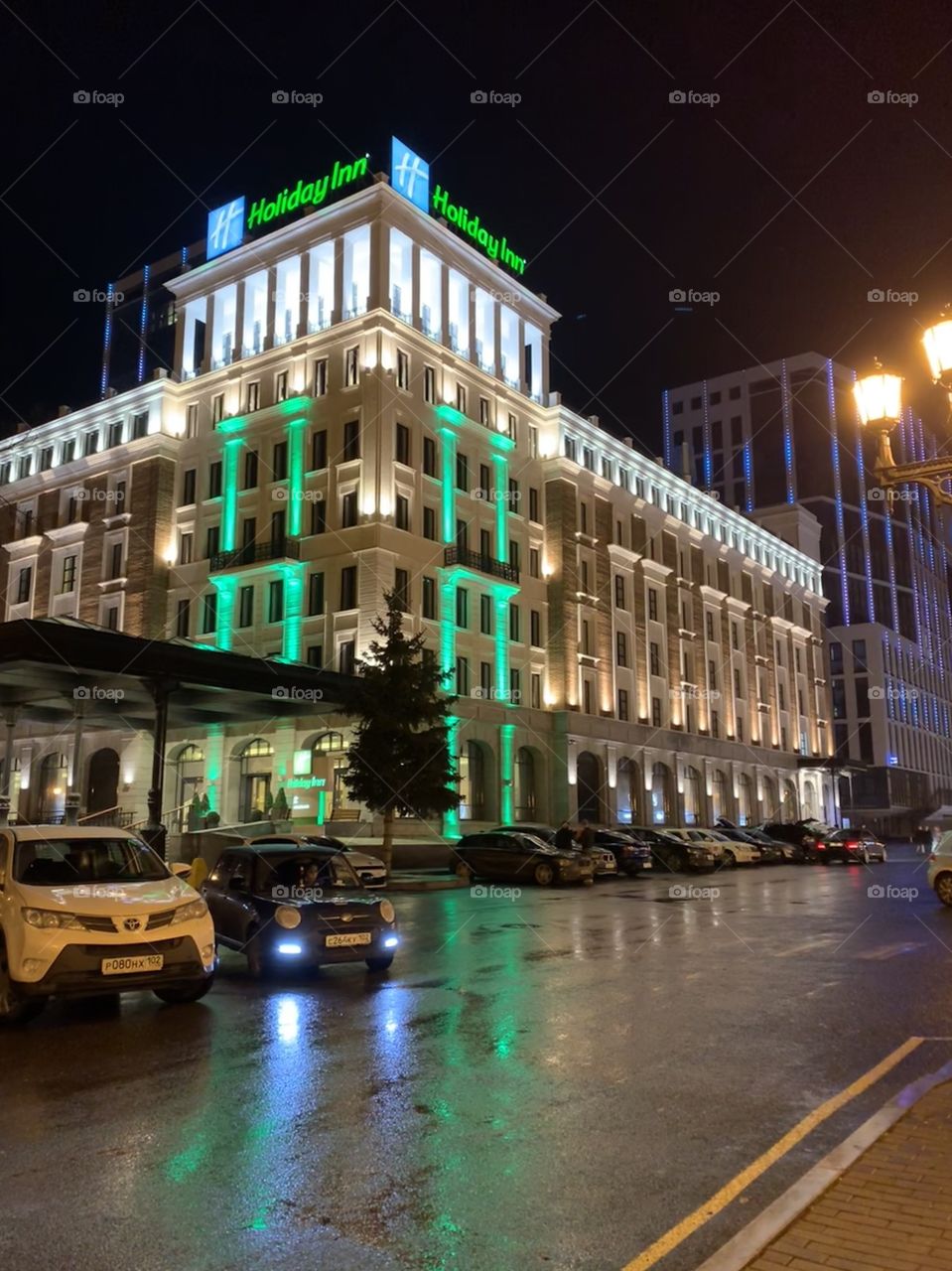 Hotel Holiday Inn. Russia. Ufa. Autumn evening.