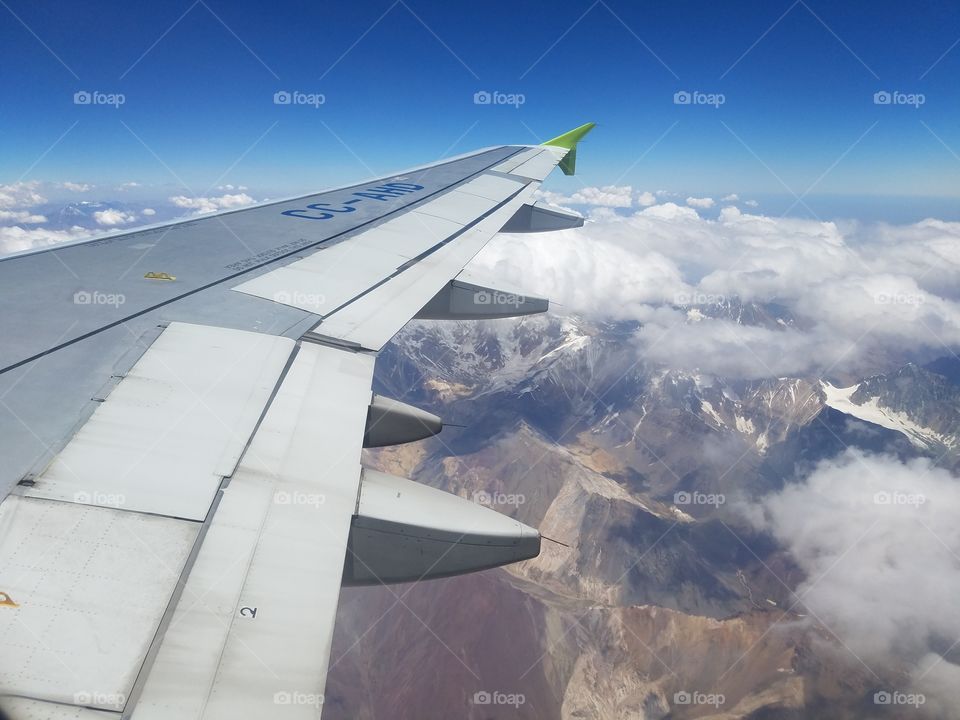 Aerial view of the Andes Mountains, Chilean and Argentine border