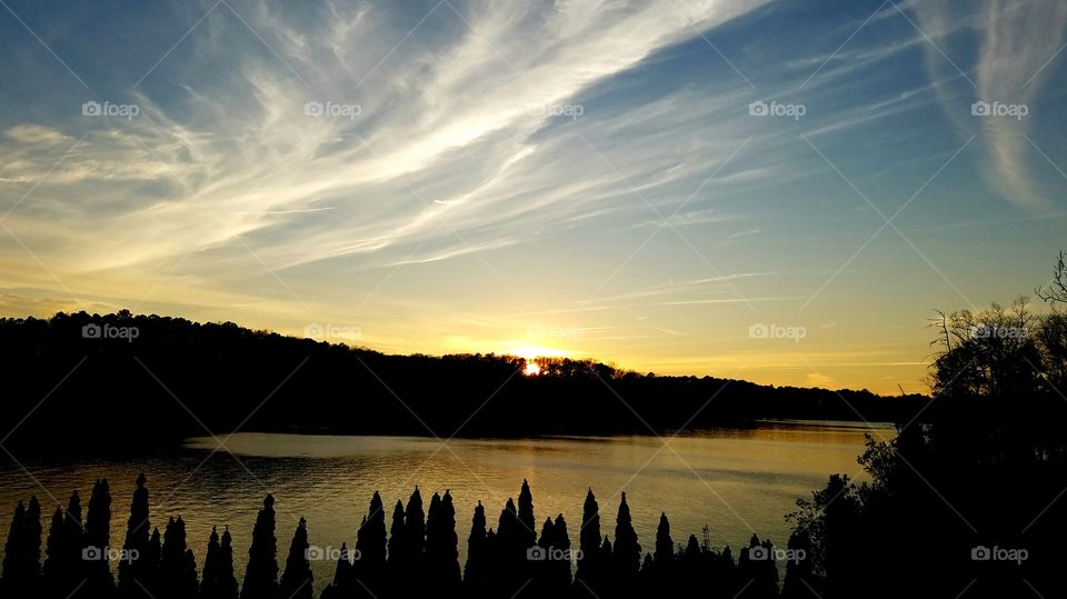 sunset on the lake.