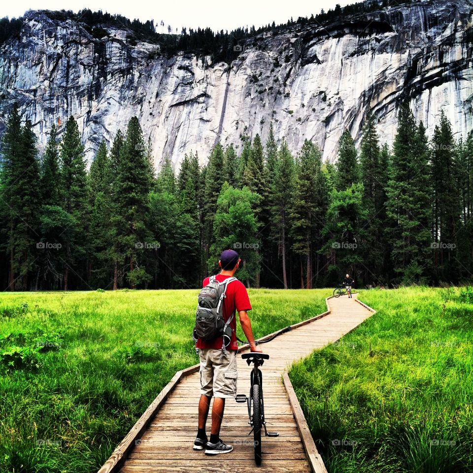 Biking in a Yosemite meadow 