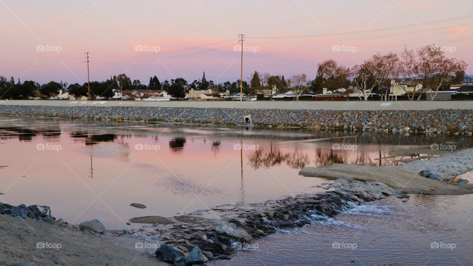 Santa Ana River during sunset