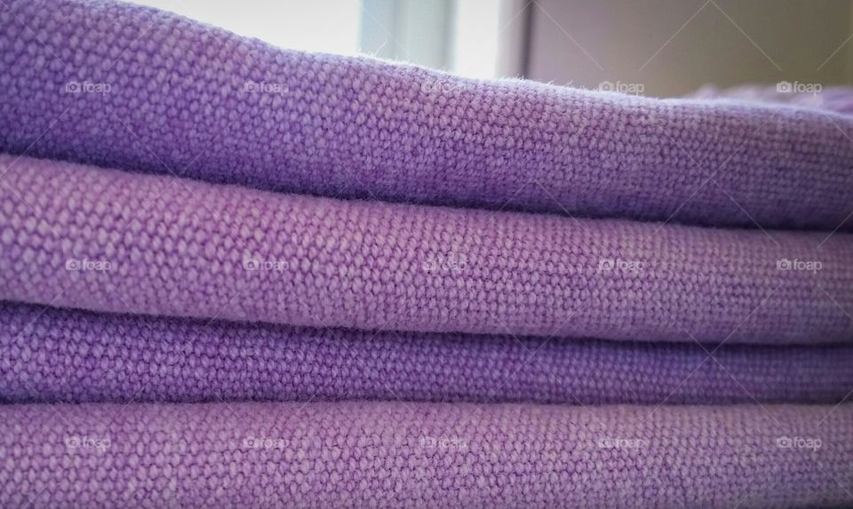 Stack of purple napkins