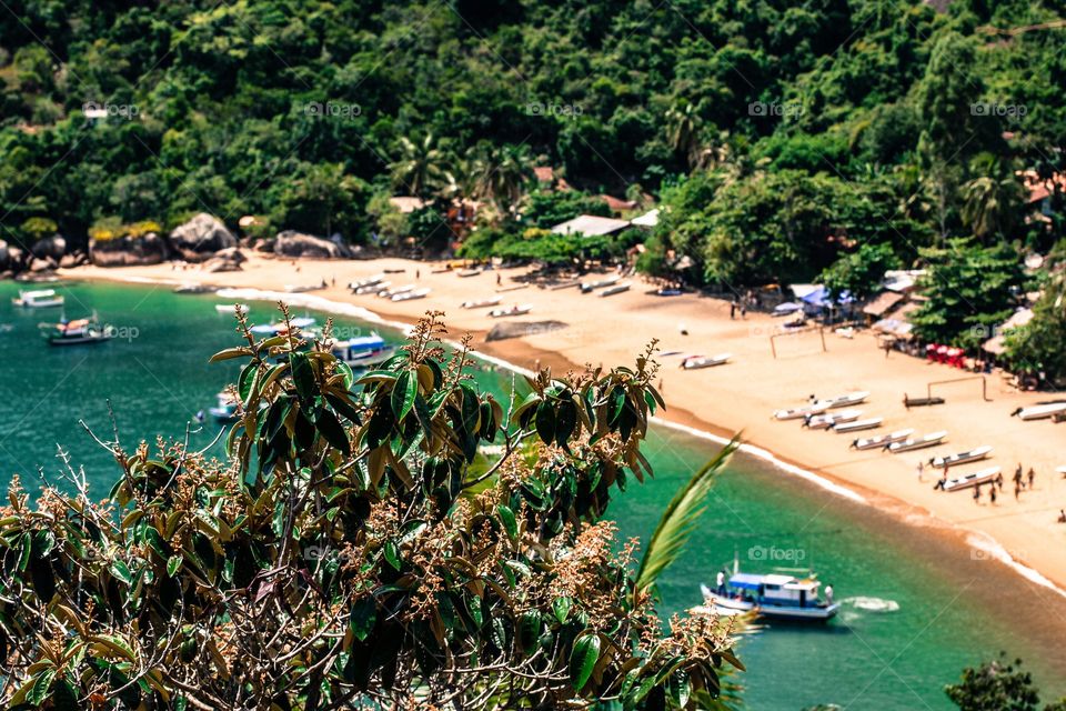 Overview . Overview of a small beach near Paraty, called Pouso do Cajaiba, at Rio de Janeiro 