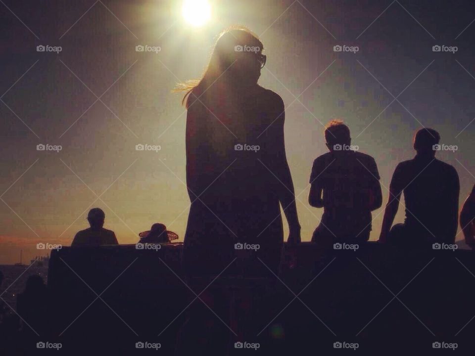 People, Silhouette, Backlit, Sunset, Man