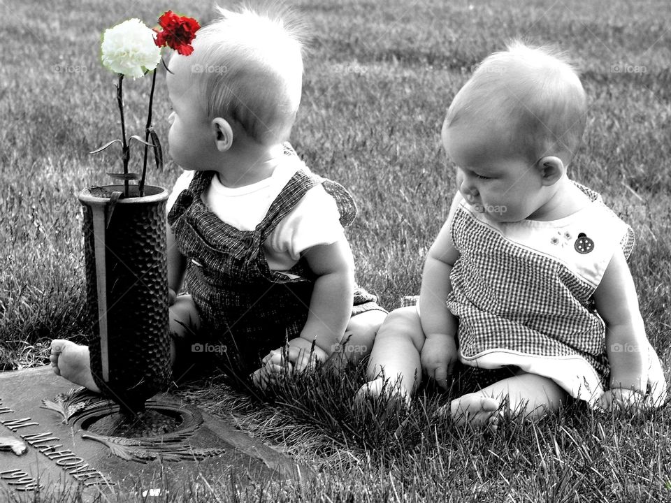 We miss you Grammy. The twins visit their Grammy's grave on mother's day