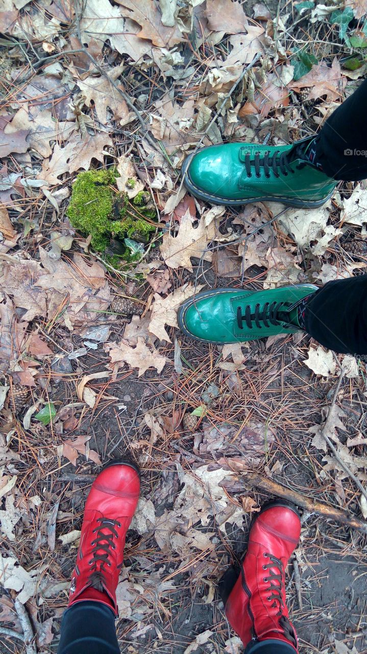 Walking in my shoes...
Colorful shoes in the park