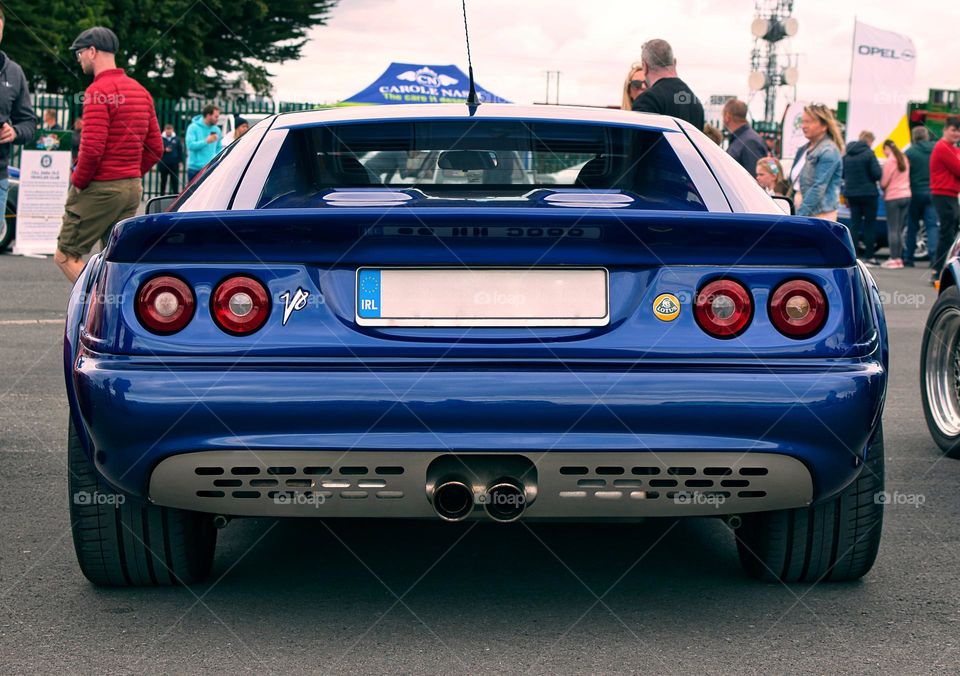 Closeup shot of blue lotus car