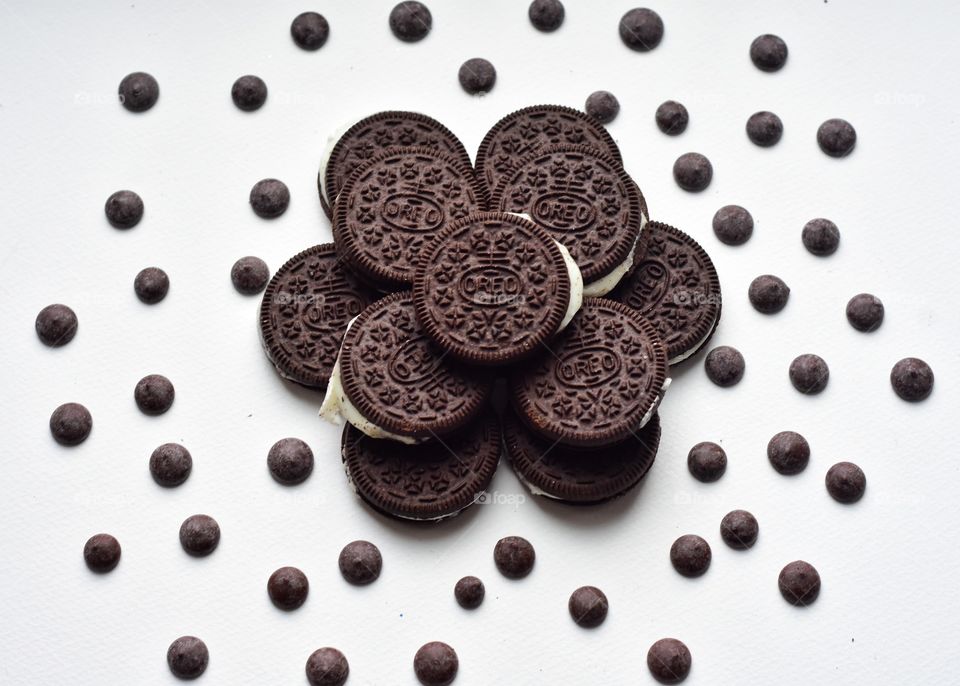 oreo cookies on white background