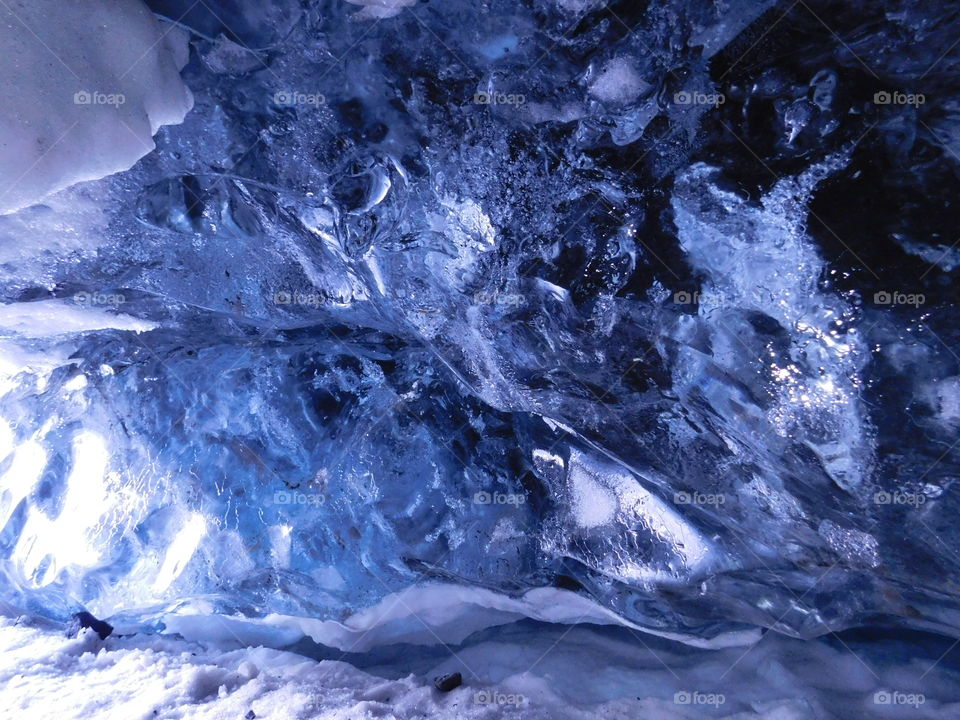 Ice cave during Icelandic trekking