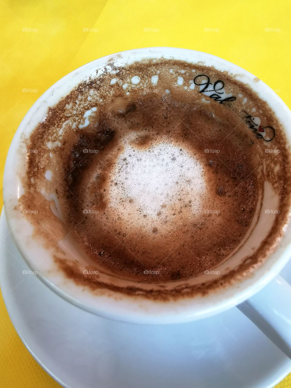 Composition Art view wall interior Light shadow design decor decoration Coffee served drink view table day part yellow form circle ellipce tasty tasty yummy cup mug