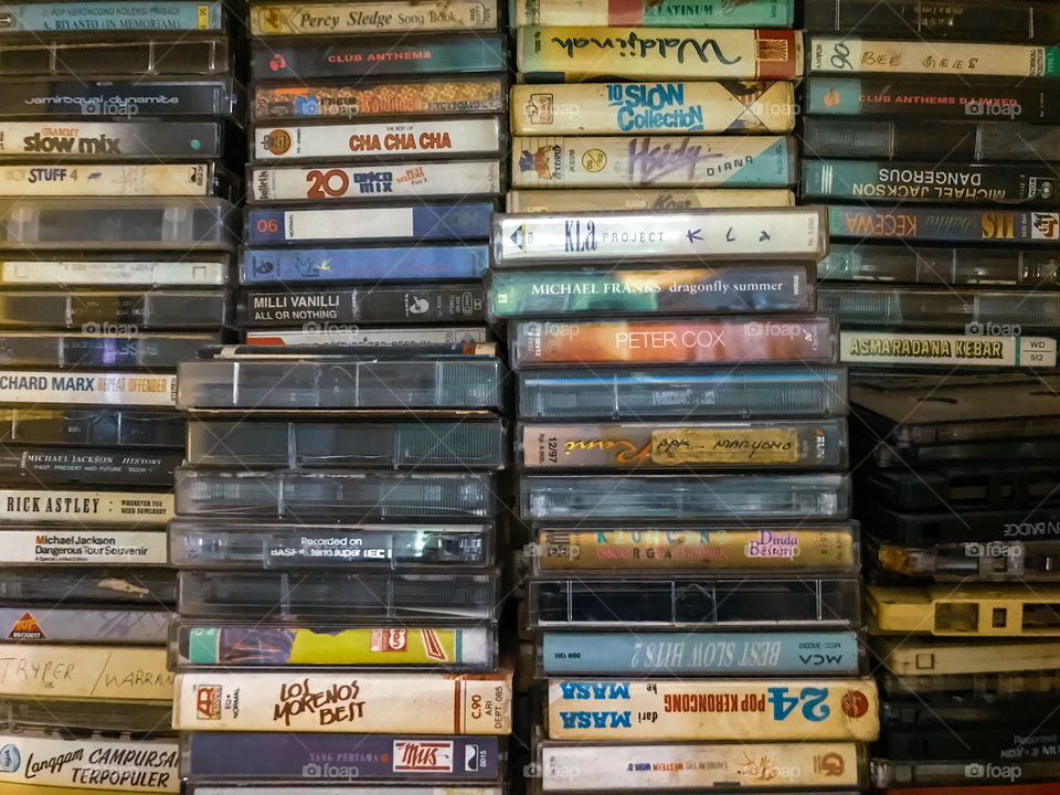 Collection of compact cassetes, tape cassetes