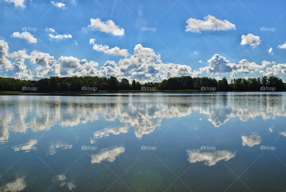 beautiful sunny day at the lake in polish countryside