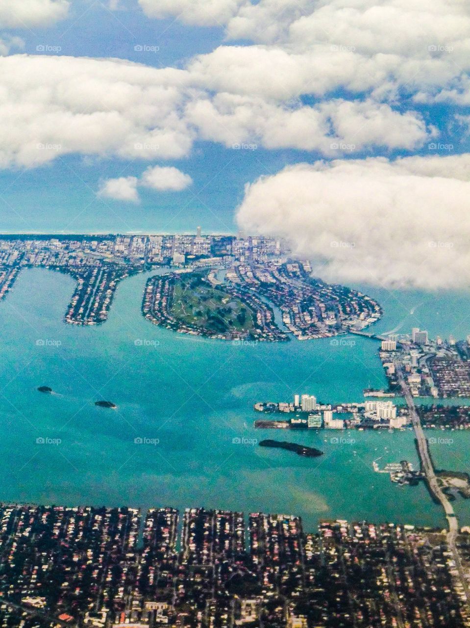 Miami from the sky. Florida coast from the sky