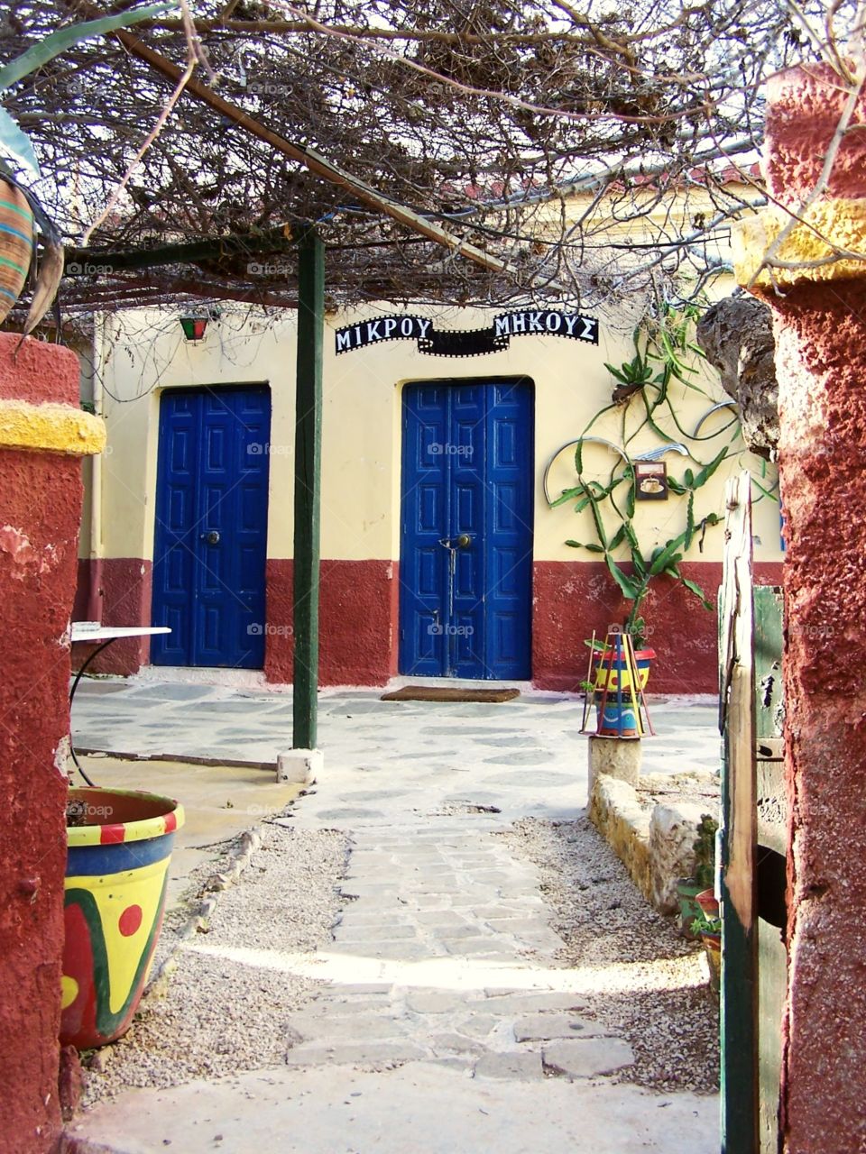 Entrance to a hostel near Corinth, Greece